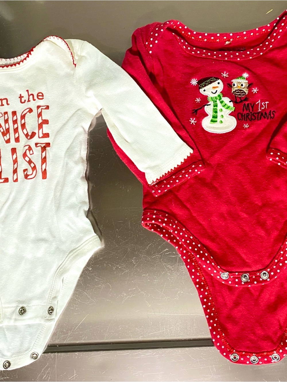 Baby Christmas Onsie Bundle - 3 Months | On the Nice List & My 1st Christmas
